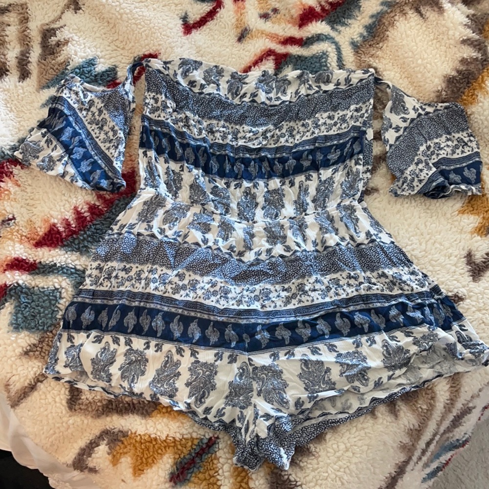 TOBI OFF SHOULDER BOHO CHIC SUMMER ROMPER